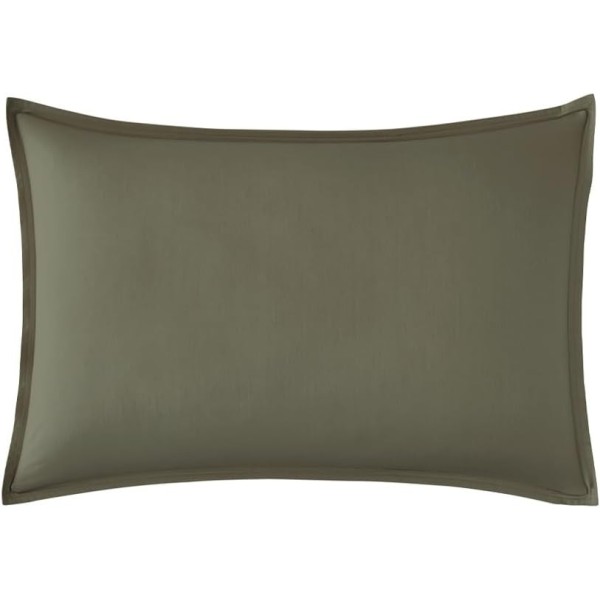 Taie d'oreiller rectangle unie en percale de coton 80 fils/cm² Première Jungle, Essix