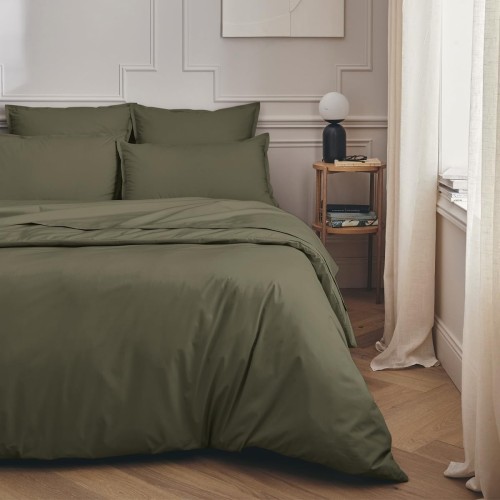 Housse de couette unie en percale de coton 80 fils/cm² Première Jungle, Essix