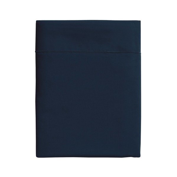 Drap plat uni en percale de coton 80 fils/cm² Première Bleu nuit, Essix