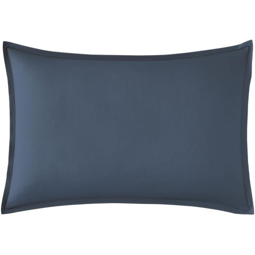 Taie d'oreiller rectangle unie en percale de coton 80 fils/cm² Première Bleu nuit, Essix