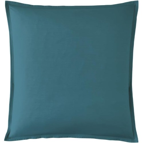 Taie d'oreiller carrée unie en percale de coton 80 fils/cm² Première Emeraude, Essix