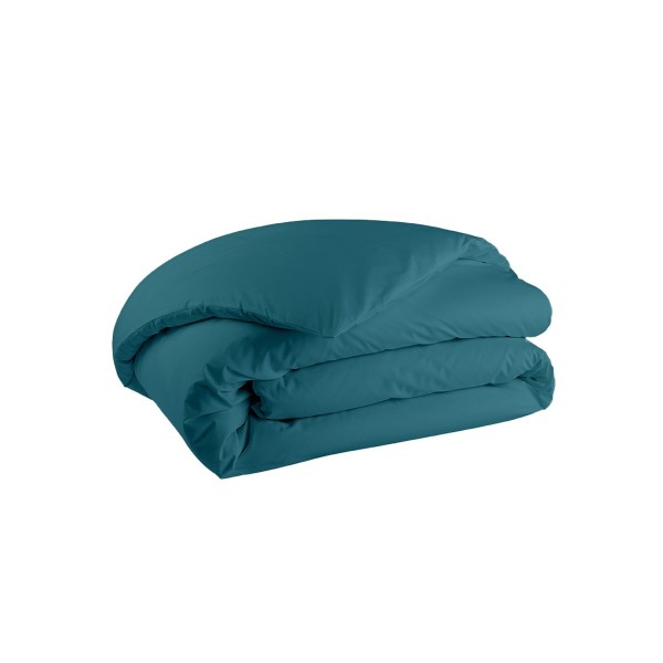 Housse de couette unie en percale de coton 80 fils/cm² Première Emeraude, Essix