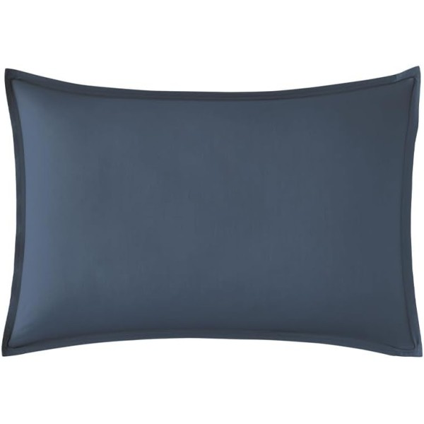 Taie d'oreiller rectangle unie en percale de coton 80 fils/cm² Première Bleu nuit, Essix