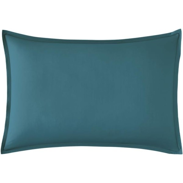 Taie d'oreiller rectangle unie en percale de coton 80 fils/cm² Première Emeraude, Essix