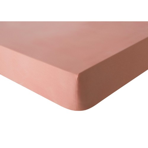 Drap housse uni Tout Doux Rose solaire, Essix