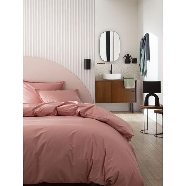 Parure de lit unie Tout Doux Rose solaire, Essix