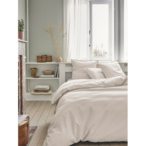 Parure de lit unie Tout Doux Crème froissé, Essix