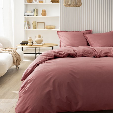 Parure de lit unie Tout Doux Rose indien, Essix