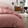 Parure de lit unie coton 57 fils/cm² Aspect lisse ou Effet lavé - Tout Doux Rose solaire, Essix