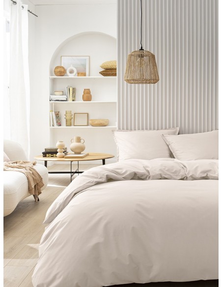 Housse de couette coton uni Tout Doux Crème, Essix