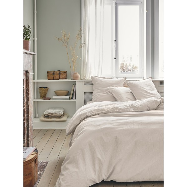 Housse de couette coton uni Tout Doux Crème, Essix