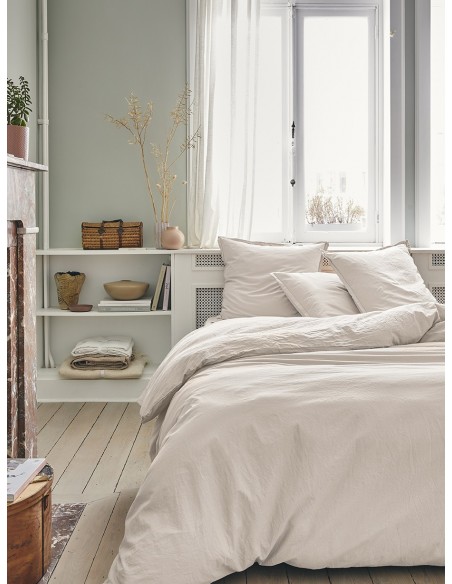Housse de couette coton uni Tout Doux Crème, Essix
