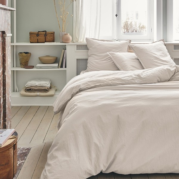 Housse de couette coton uni Tout Doux Crème, Essix