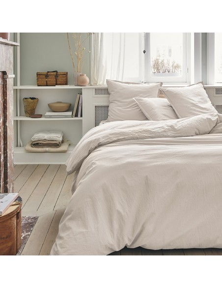 Housse de couette coton uni Tout Doux Crème, Essix