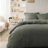 Housse de couette unie coton 57 fils/cm² Aspect lisse ou Effet lavé - Tout Doux Palme, Essix