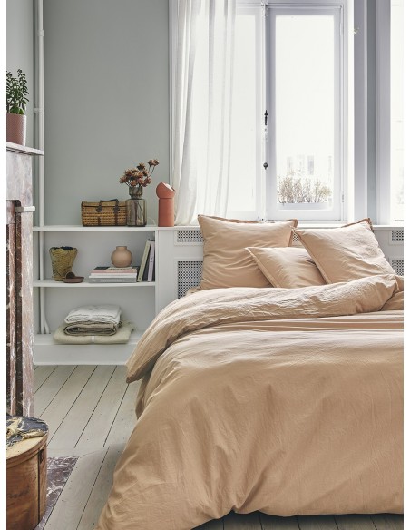 Housse de couette coton uni Tout Doux Sable, Essix