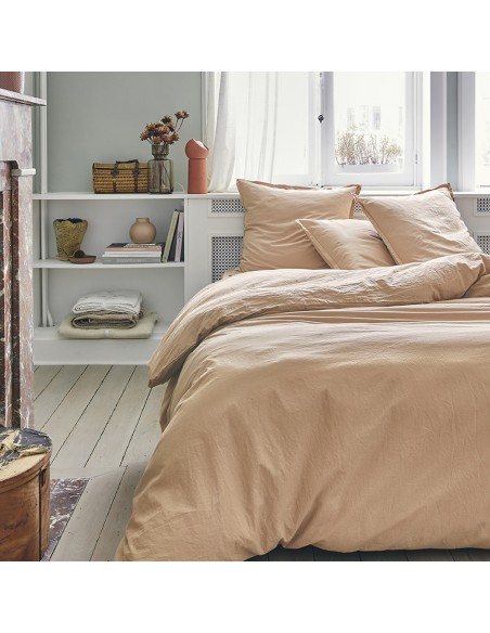 Housse de couette coton uni Tout Doux Sable, Essix