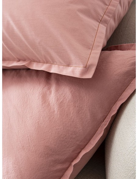 Parure de lit unie Tout Doux Rose solaire, Essix