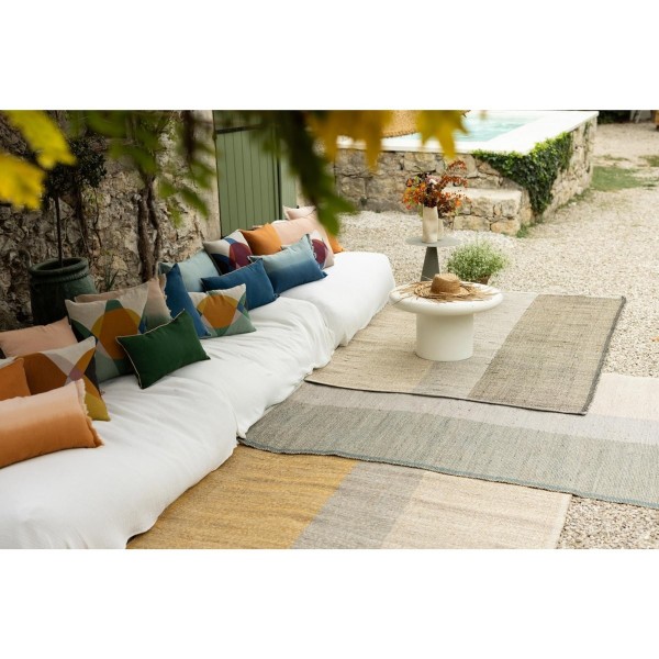 Tapis déco jonc de mer Karan Carbone, Vivaraise
