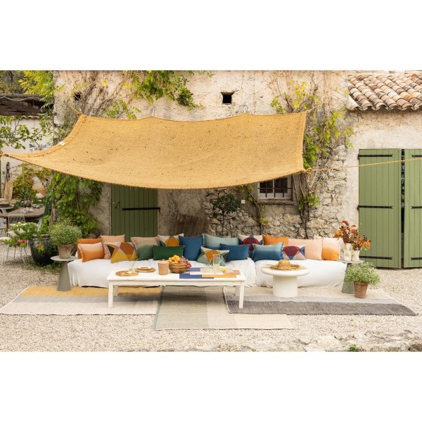 Tapis déco jonc de mer Karan Carbone, Vivaraise