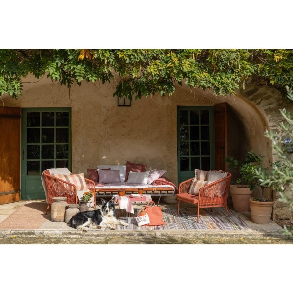Tapis déco jonc de mer Karan Terracotta, Vivaraise