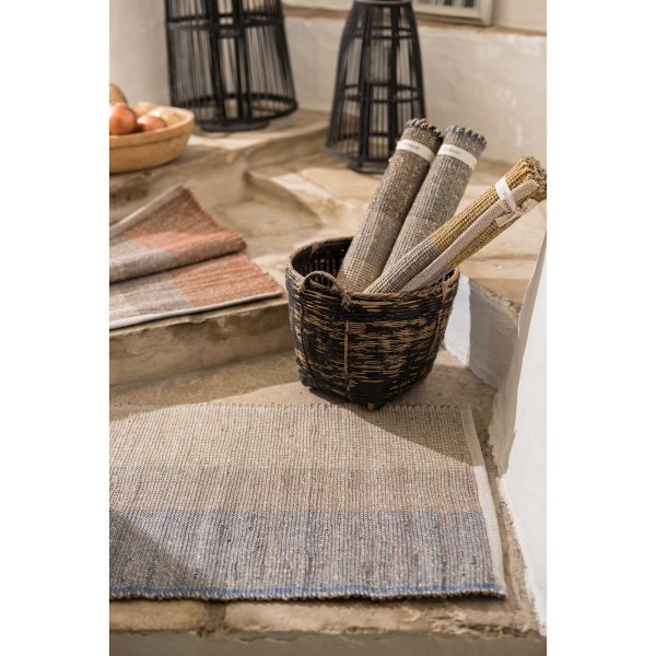 Tapis déco jonc de mer Karan Myosotis, Vivaraise