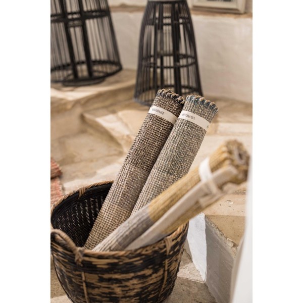 Tapis déco jonc de mer Karan Myosotis, Vivaraise
