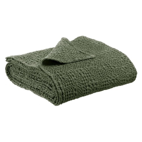 Plaid moderne effet tricot Tana vert olive, Vivaraise