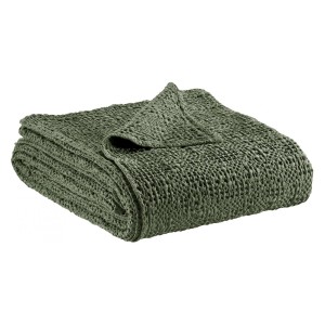Jeté de lit, couvre lit Tana vert olive - Vivaraise
