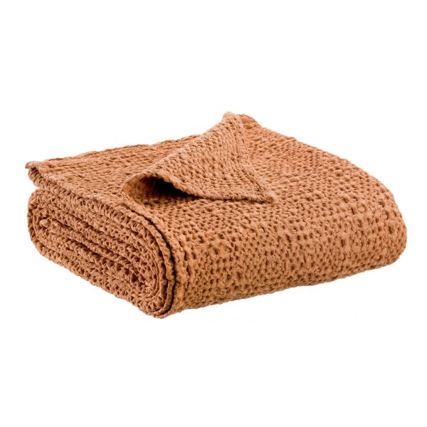 Couvre-lit, jeté de lit coton effet tricot Tana Epice - Vivaraise