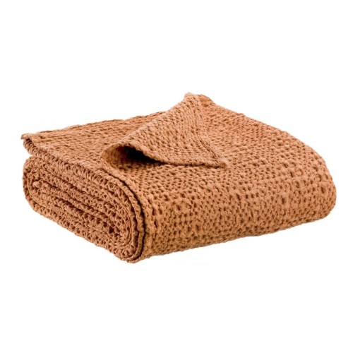 Couvre-lit, jeté de lit coton effet tricot Tana Epice - Vivaraise