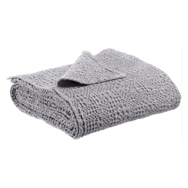 Jeté de lit, couvre-lit coton effet tricot Tana Brume - Vivaraise