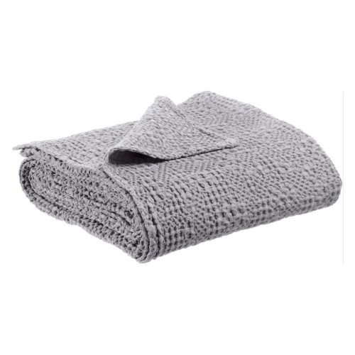 Jeté de lit, couvre-lit coton effet tricot Tana Brume - Vivaraise