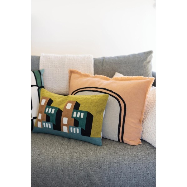 Jeté de lit coton stonewashed Tana Crème,...