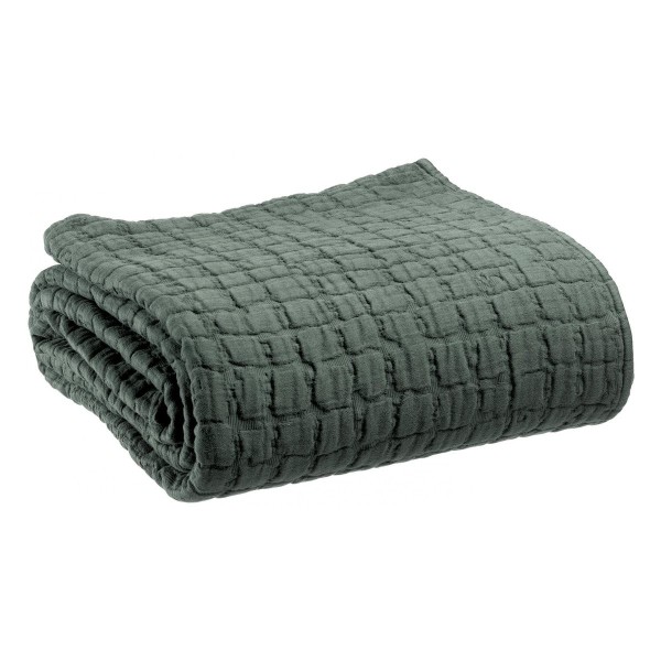 Plaid, plaid de canapé coton structuré stonewashed Swami Thym - Vivaraise