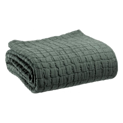 Couvre-lit, jeté de lit coton structuré stonewashed Swami Thym - Vivaraise