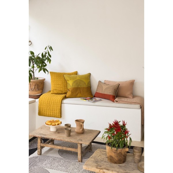 Plaid coton structuré stonewashed Swami Safran,...
