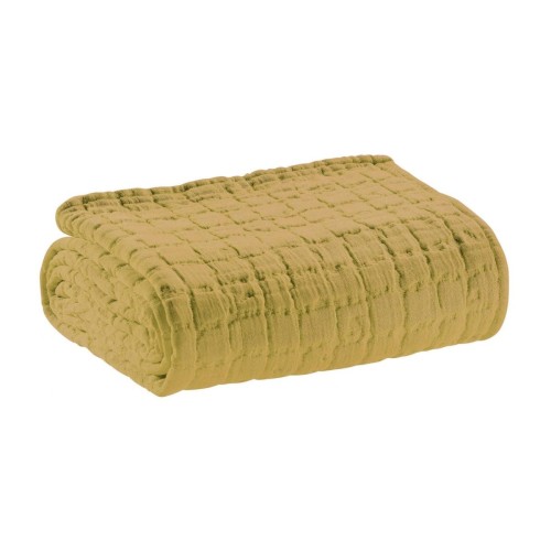 Plaid, jeté de canapé coton structuré stonewashed Swami Curry - Vivaraise