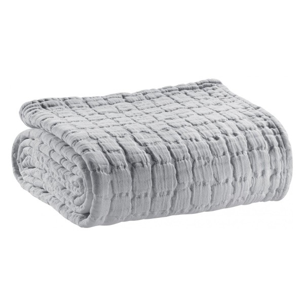 Couvre-lit, jeté de lit coton structuré stonewashed Swami Perle - Vivaraise
