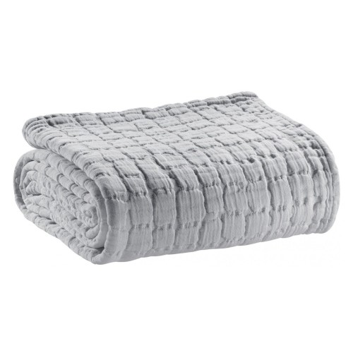Couvre-lit, jeté de lit coton structuré stonewashed Swami Perle - Vivaraise