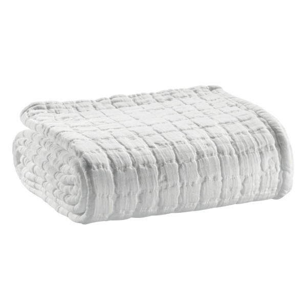 Plaid, jeté de canapé coton structuré stonewashed Swami Blanc - Vivaraise