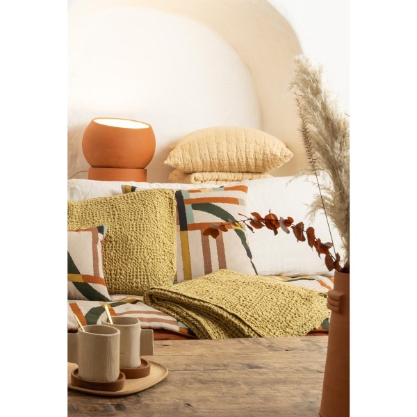 Coussin coton structuré stonewashed Swami,...