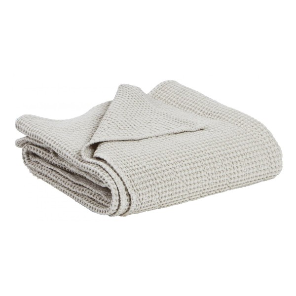 Jeté de lit, couvre-lit coton nid d'abeille stonewashed Maia recyclé Lin - vivaraise