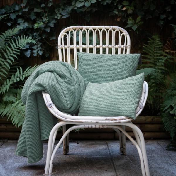 Plaid coton stonewashed Maïa recyclé Sienne,...