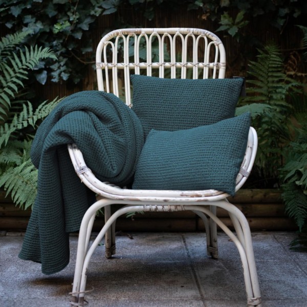 Plaid coton stonewashed Maïa recyclé Sienne,...