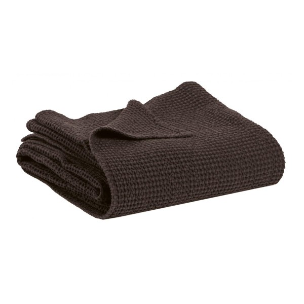 Plaid, jeté de canapé coton nid d'abeille Maia recyclé Carbone - Vivaraise