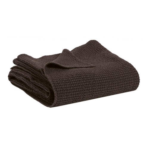Plaid, jeté de canapé coton nid d'abeille Maia recyclé Carbone - Vivaraise