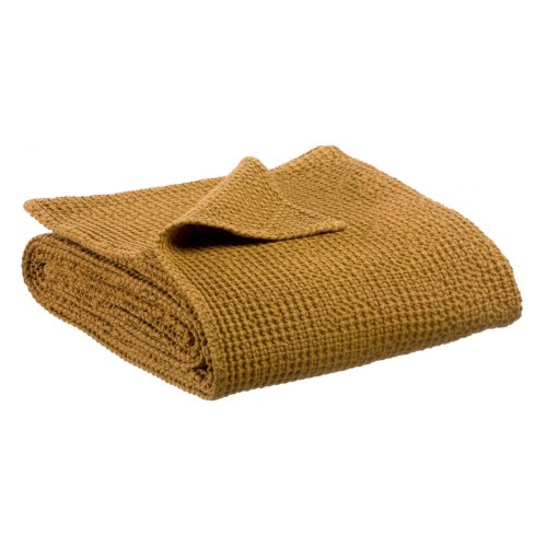 Plaid, plaid de canapé coton nid d'abeille Maia Bronze - Vivaraise
