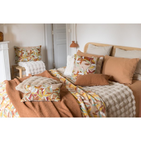 Plaid coton stonewashed Maïa recyclé Cuivre,...