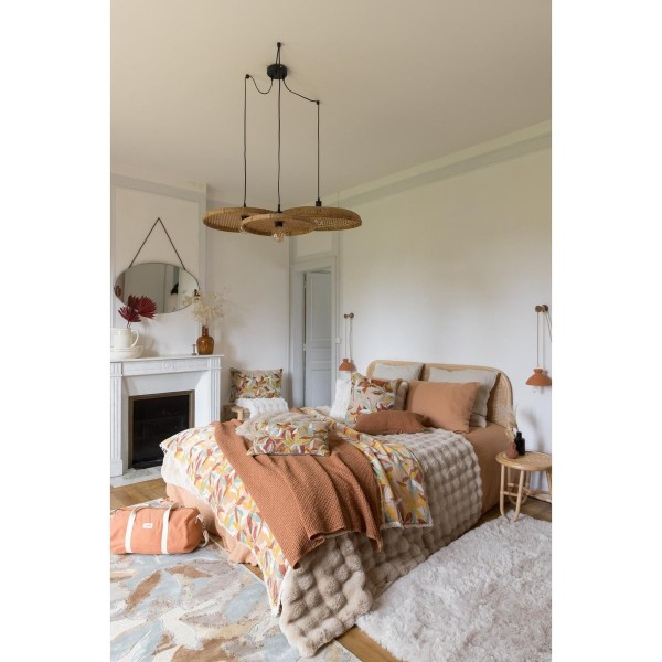 Plaid coton stonewashed Maïa recyclé Cuivre,...